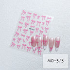 3D Bow Ribbon Nail Art Stickers — Sweet Pink & White