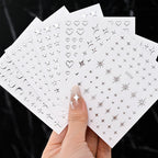 Metallic 3D Star & Chain Nail Art Stickers | Gold & Silver (6 Sheets)