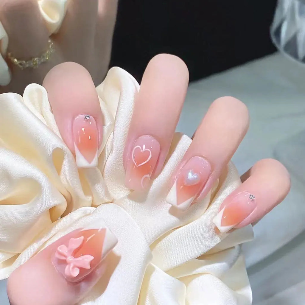 Glitter Diamond Press-On Nails | Short Square Full Cover (24 Pcs)