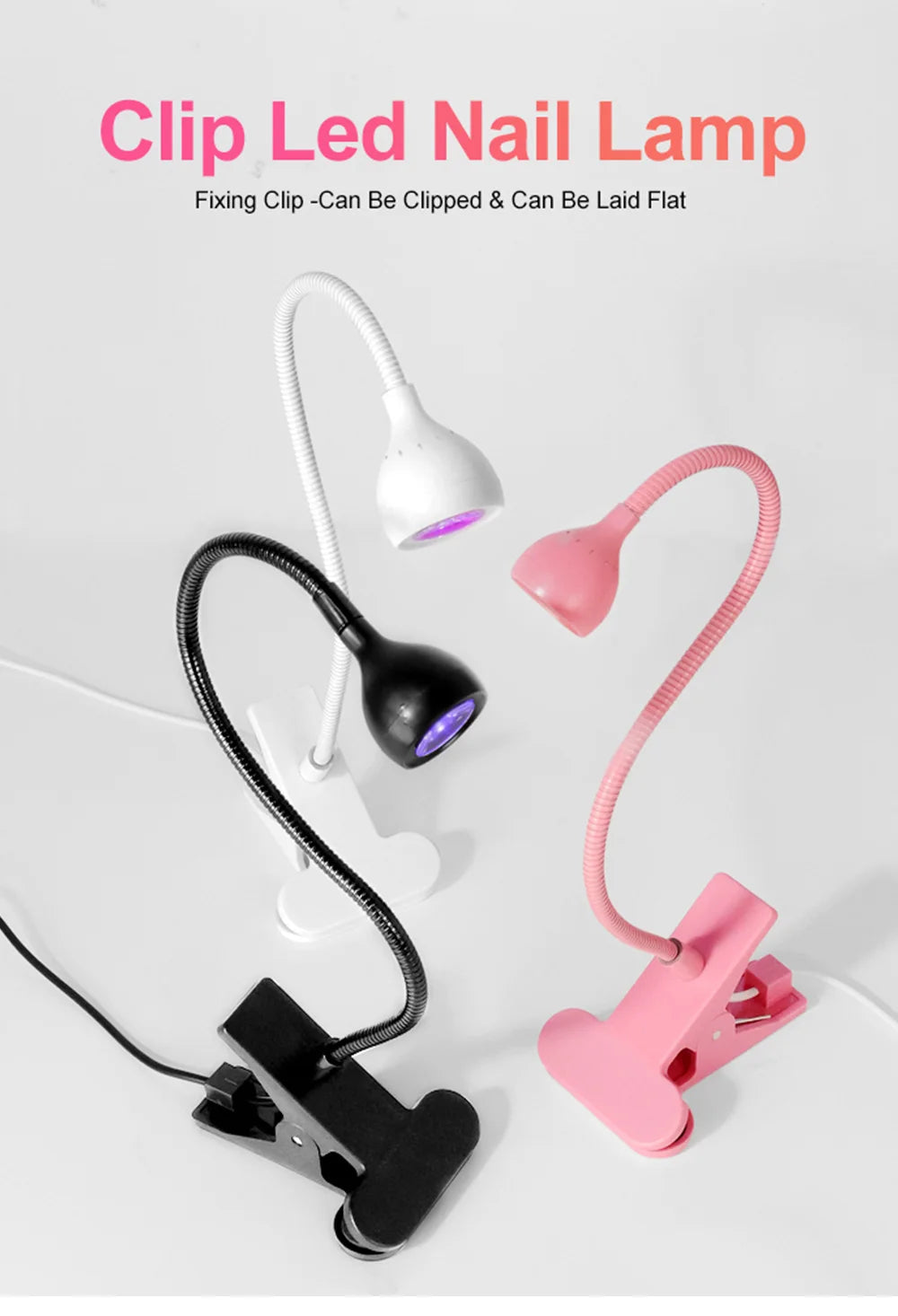 Portable Clip-On UV LED Nail Lamp | USB Powered, Hands-Free Curing