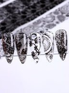 Black & White Lace Nail Foil Transfer Stickers | 10 Sheets