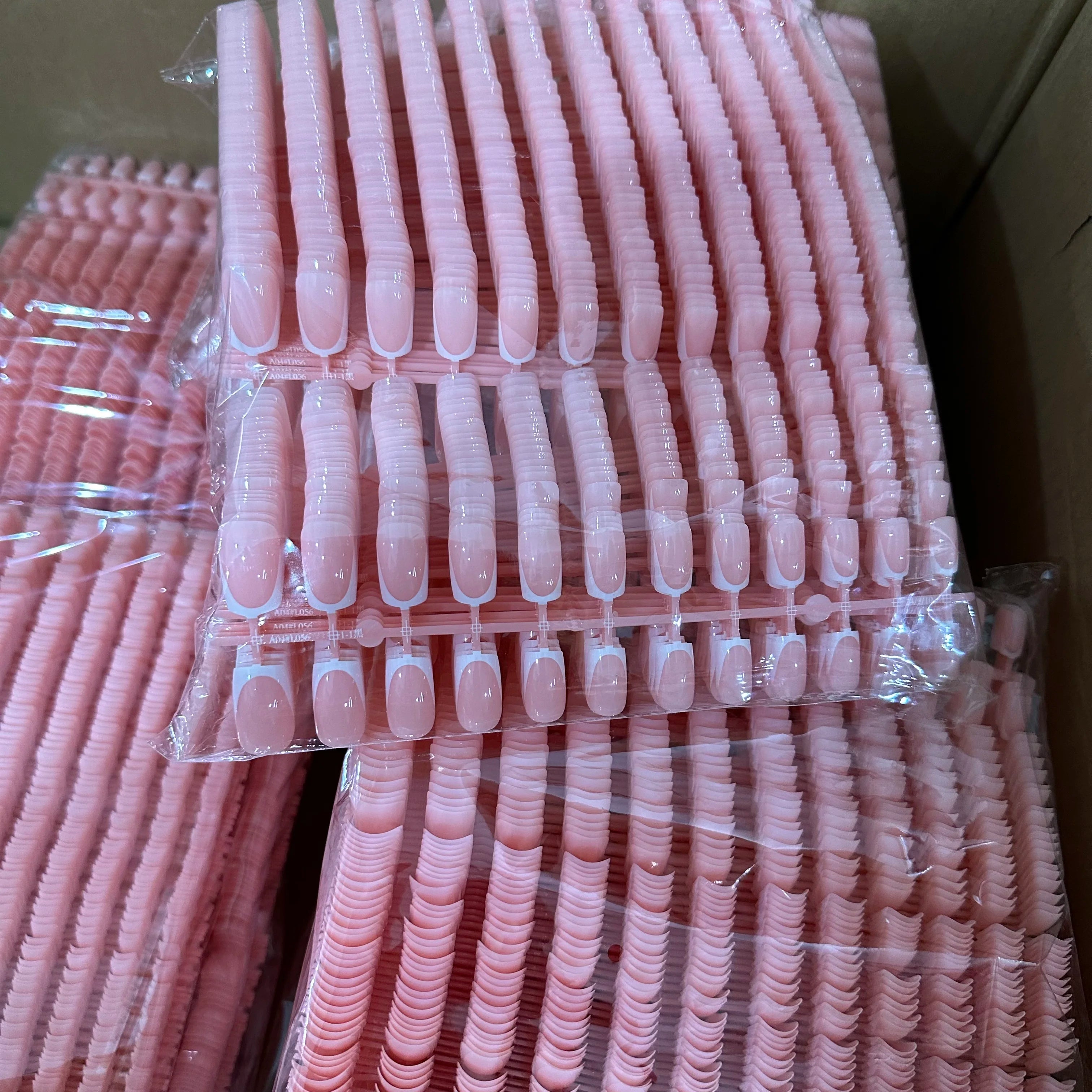 Glossy Pink Square Coffin Press-On Nails | Full Cover Salon Set (120 Pcs)