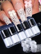 Black & White Lace Nail Foil Transfer Stickers | 10 Sheets