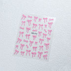 3D Bow Ribbon Nail Art Stickers — Sweet Pink & White