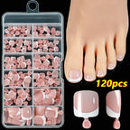 White Short Square Press-On Toenails | Full Cover Pedicure Set (100 Pcs)
