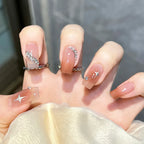 Glitter Diamond Press-On Nails | Short Square Full Cover (24 Pcs)