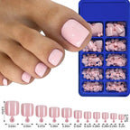White Short Square Press-On Toenails | Full Cover Pedicure Set (100 Pcs)