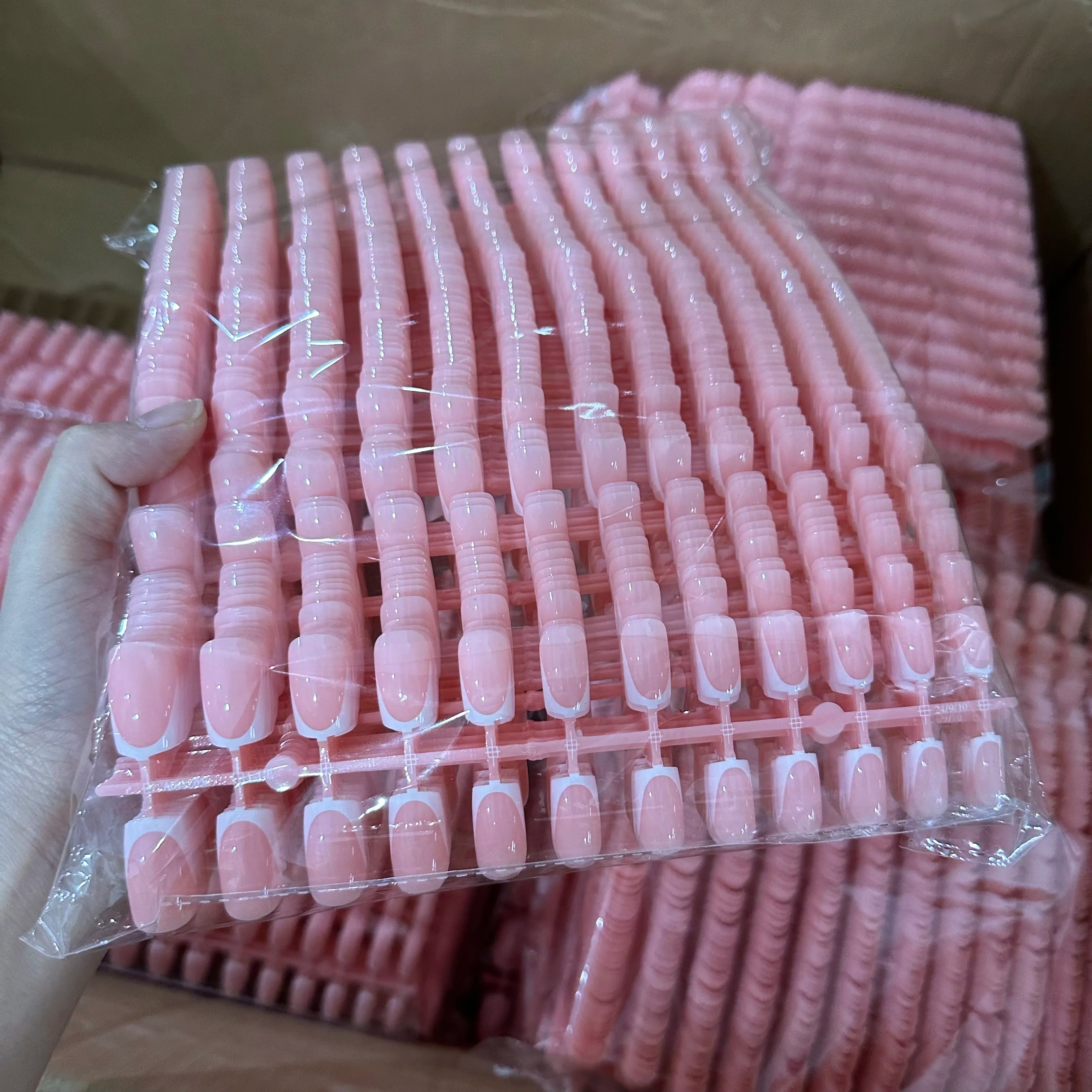 Glossy Pink Square Coffin Press-On Nails (120 Pcs) Secondary image