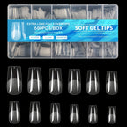 Gel Nail Tips for Extensions | Half Matte Clear Acrylic Full Cover (600 Pcs)