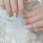 Glitter Diamond Press-On Nails | Short Square Full Cover (24 Pcs)