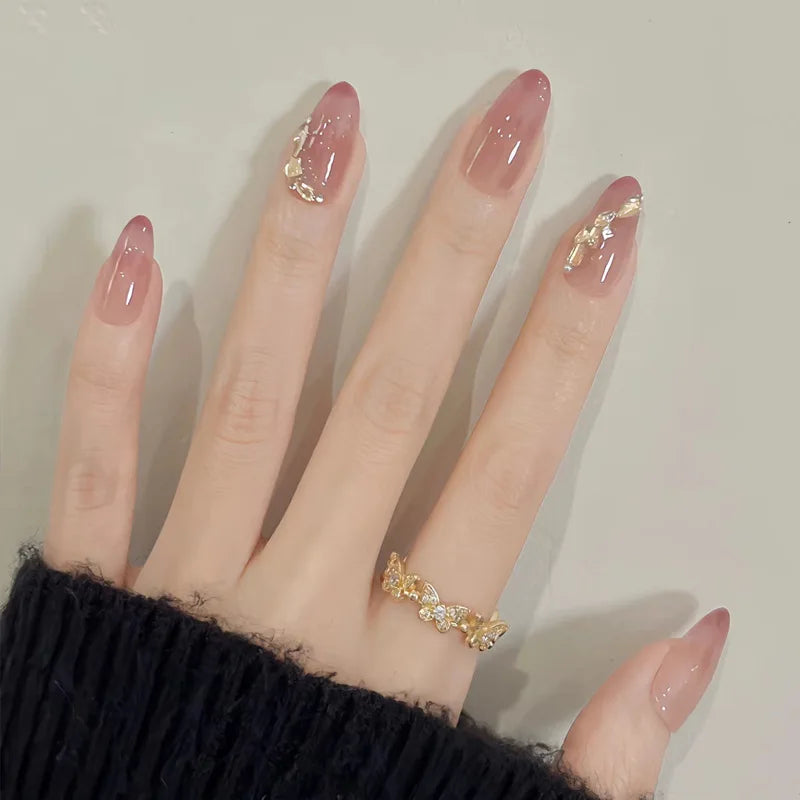 Blush Pink Oval Almond Press-On Nails (24 Pcs)