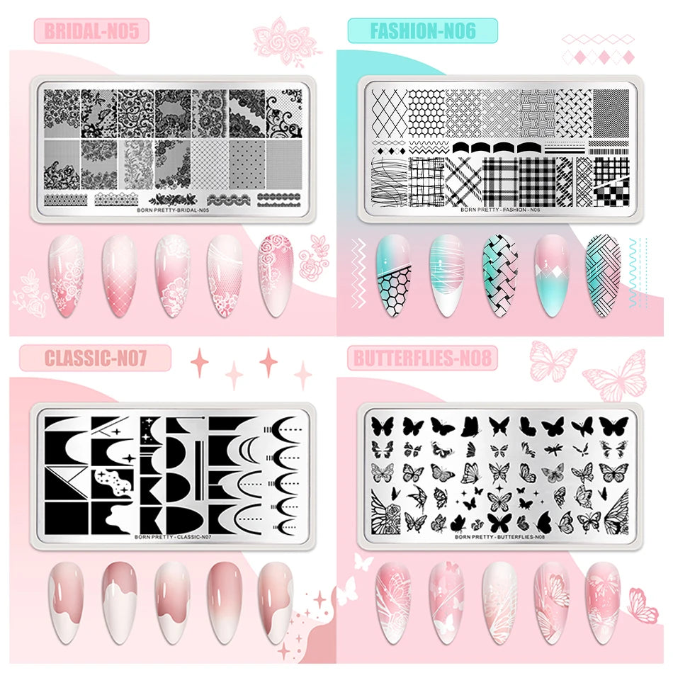 Bridal Lace Nail Art Stamping Plate | Butterfly & Floral Designs