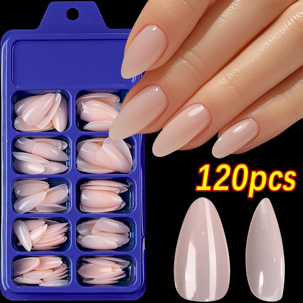 Glossy Pink Square Coffin Press-On Nails | Full Cover Salon Set (120 Pcs)
