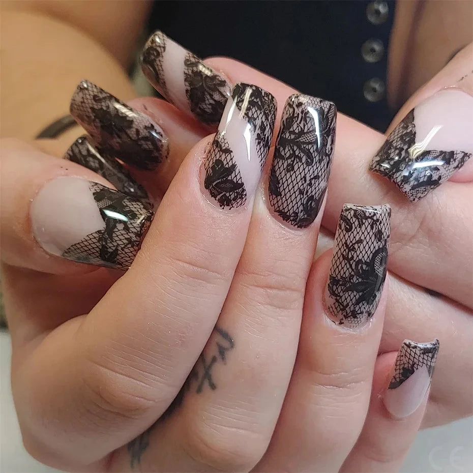 Black & White Lace Nail Art Foil Set (10 Rolls)
