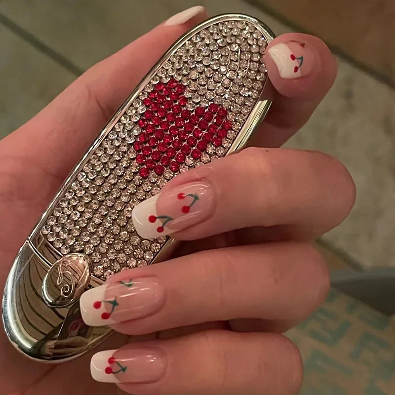 French Tip Handmade Press-On Nails with Glue (24 Pcs)