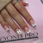White French Press-On Nails with 3D Bowknot (24 Pcs)