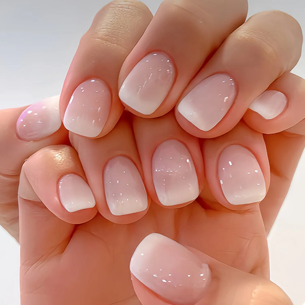 French Tip Handmade Press-On Nails with Glue (24 Pcs)
