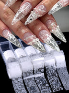 Black & White Lace Nail Foil Transfer Stickers | 10 Sheets