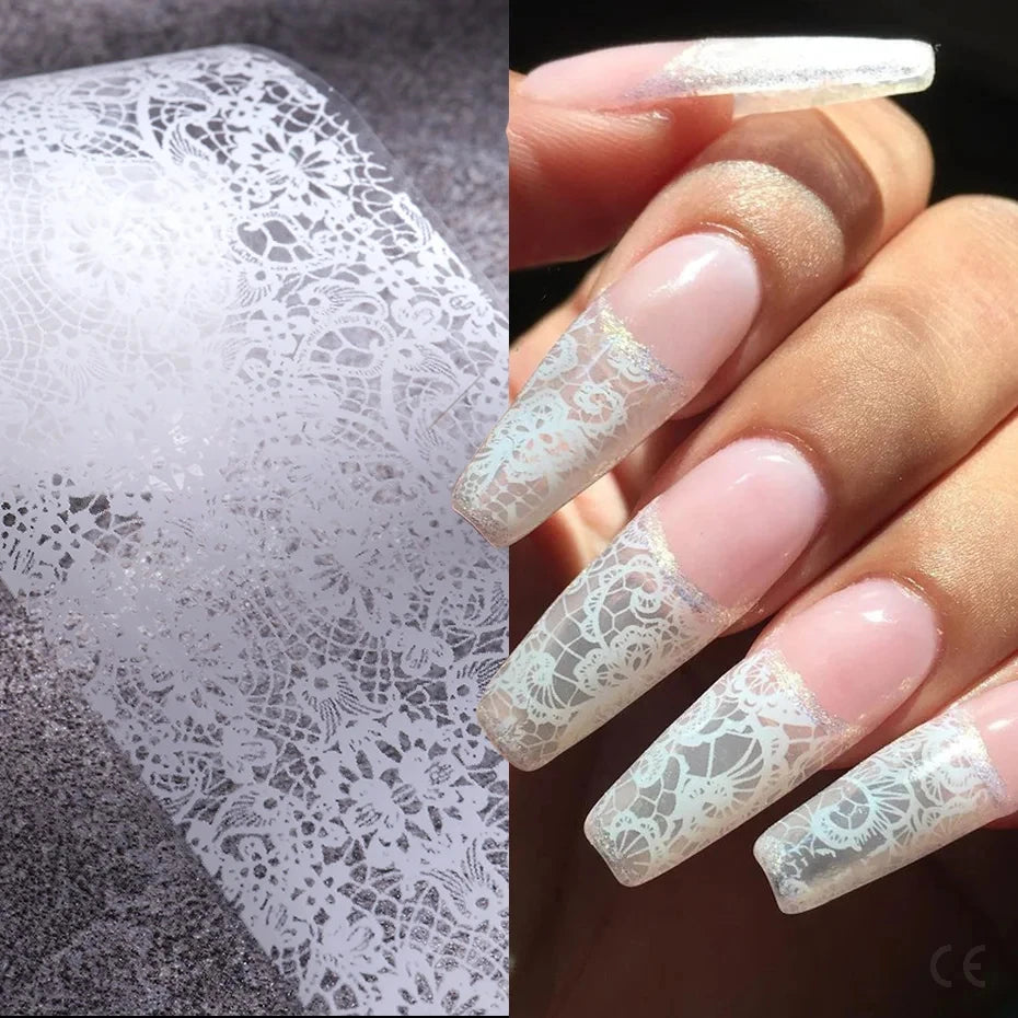 Black & White Lace Nail Art Foil Set (10 Rolls)