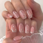 French Tip Handmade Press-On Nails with Glue (24 Pcs)